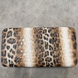 Animal Print Zip-Around Women's Wallet Brown Black Beige Card Slots Folding